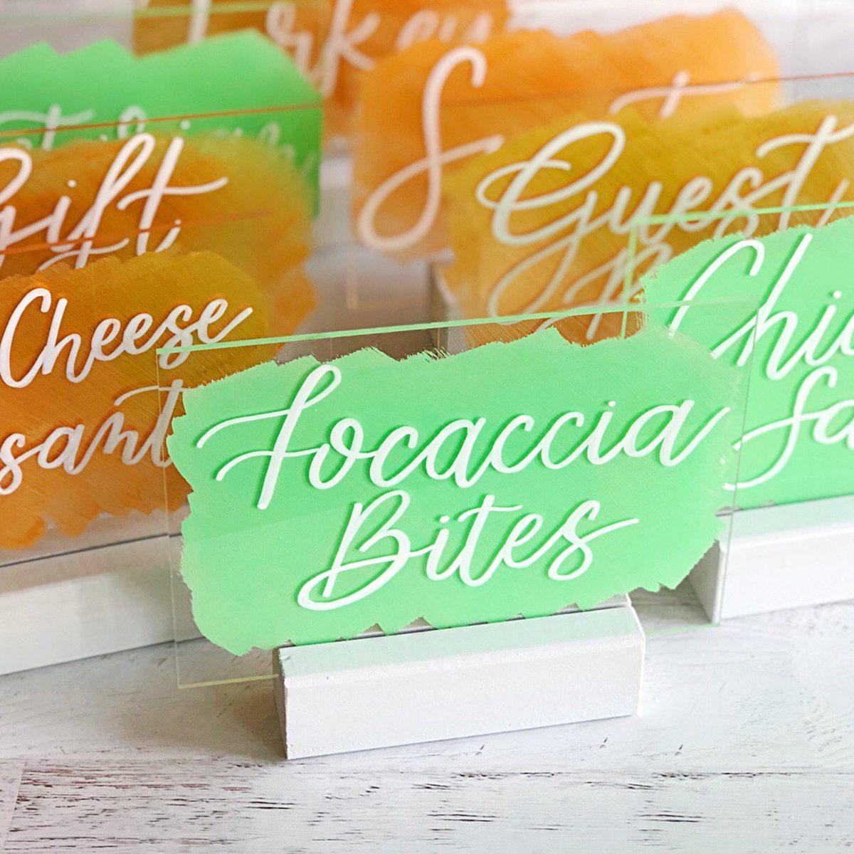 Small Acrylic Table Sign | Buffet Table Sign | Food Label Acrylic Sign | Wedding Sign | Baby Shower Sign | Bridal Shower Sign | Painted Back