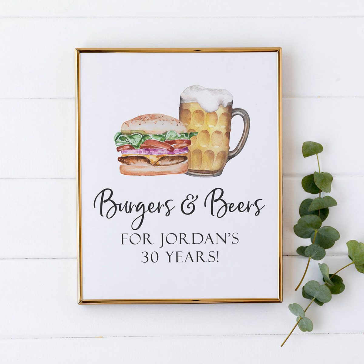 BBQ Birthday Party Decorations - Burgers and Beers Birthday Party Sign - Beers for 30 Years - 30th Birthday Party Decorations - Printable