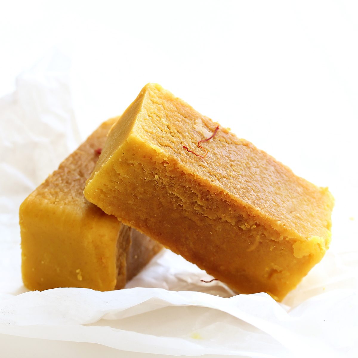 Mysore Pak isolated on white / indian festival sweets