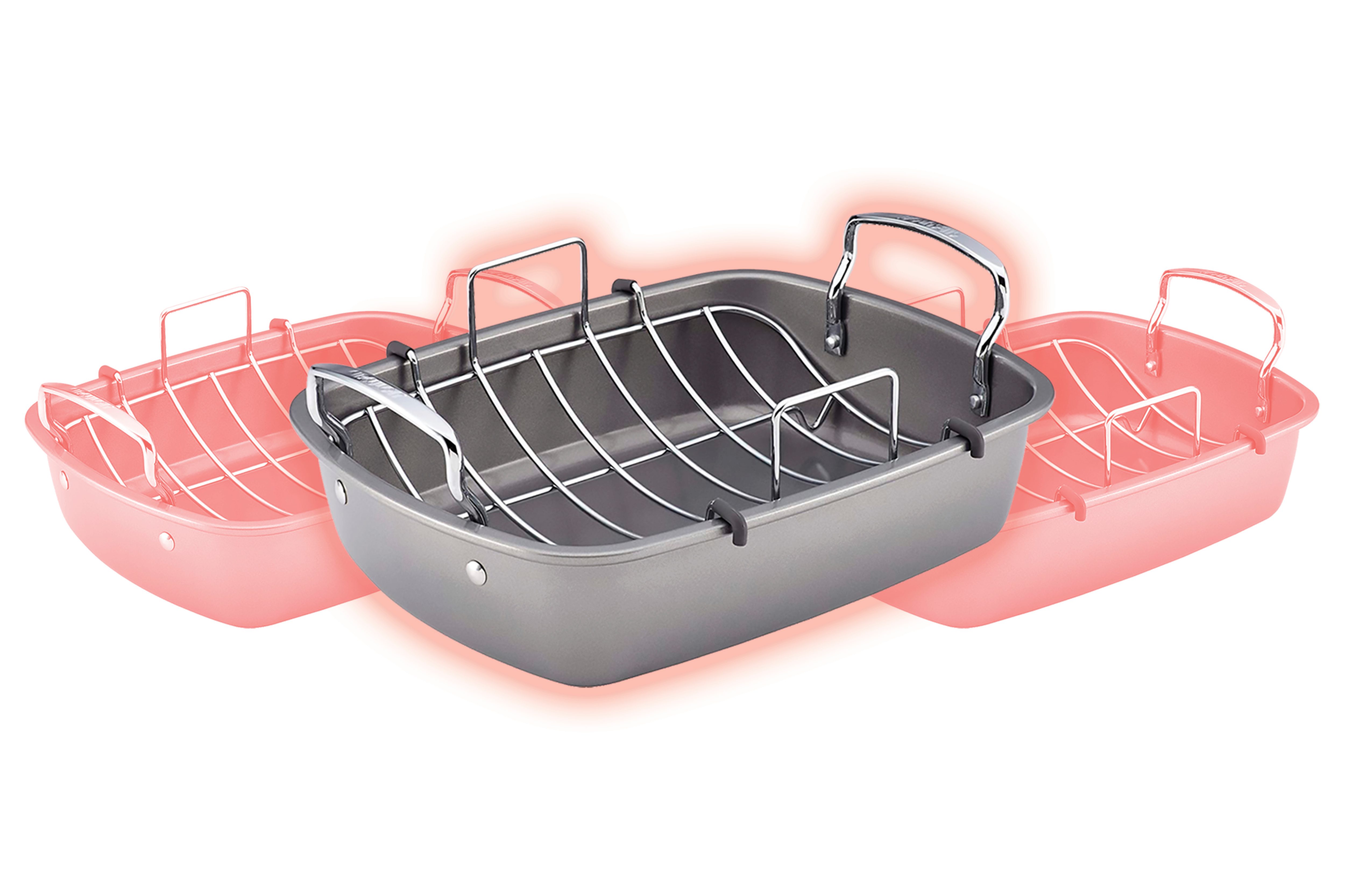 Circulon Nonstick Roasting Pan / Roaster with Rack - 17 Inch x 13 Inch, Gray