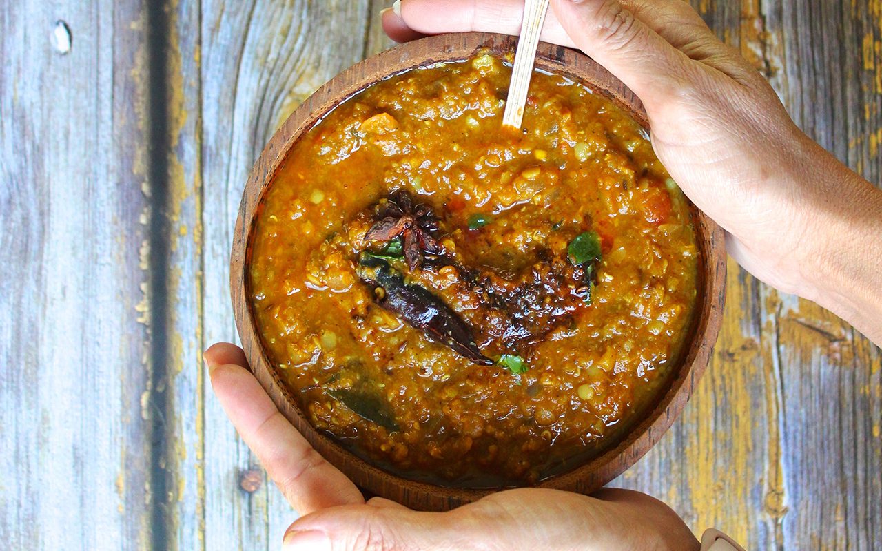 Comforting bowl of red lentil dal