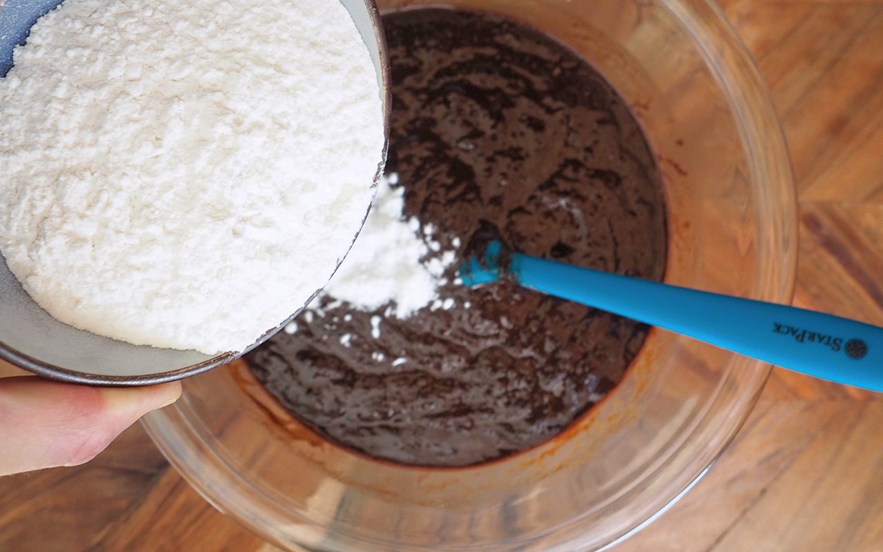 cbd brownies: mixing batter