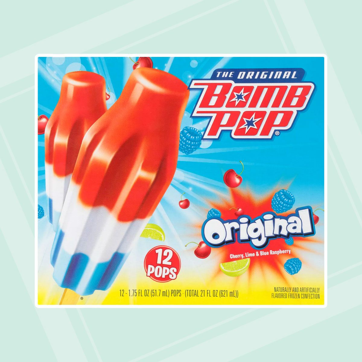 best popsicles Bomb Pop Original Cherry Lime Blue Raspberry Bars 21 Fl Oz 12ct