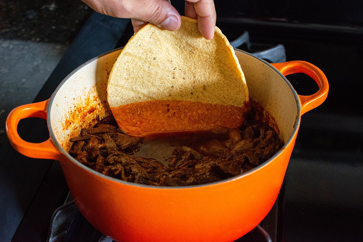 Dipping Tortilla birria tacos