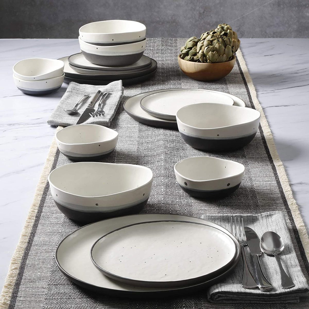 1 Gibson Elite Rhinebeck Double Bowl Dinnerware Set