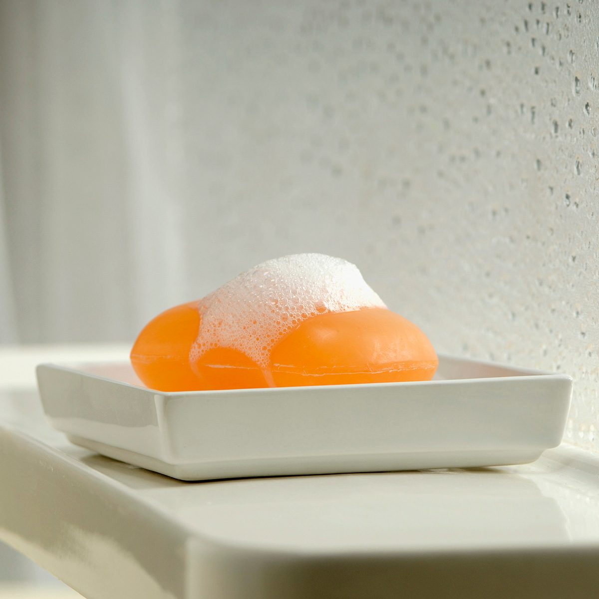 Soap With Foam In Soap Dish