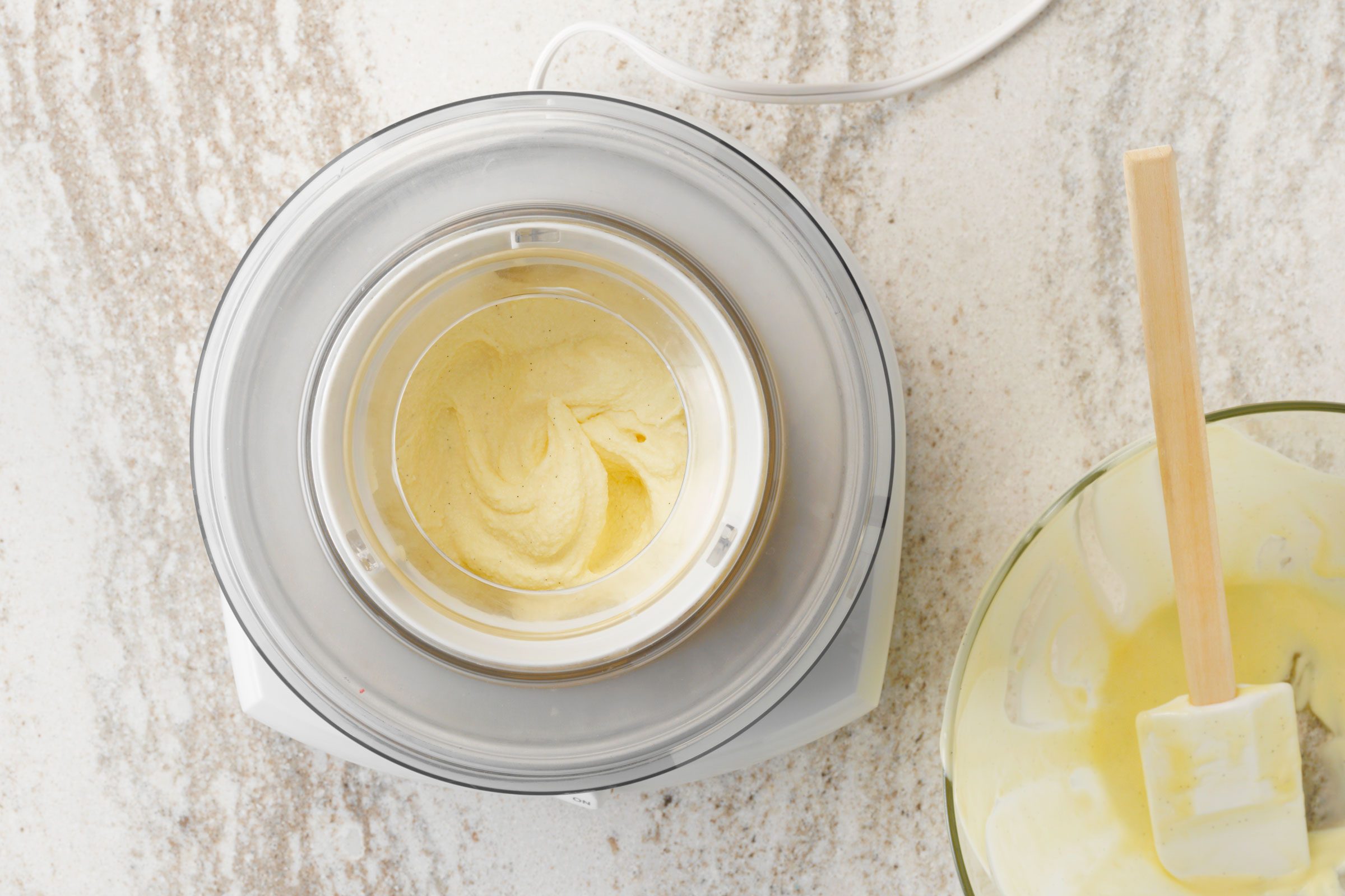 ice cream in a churner