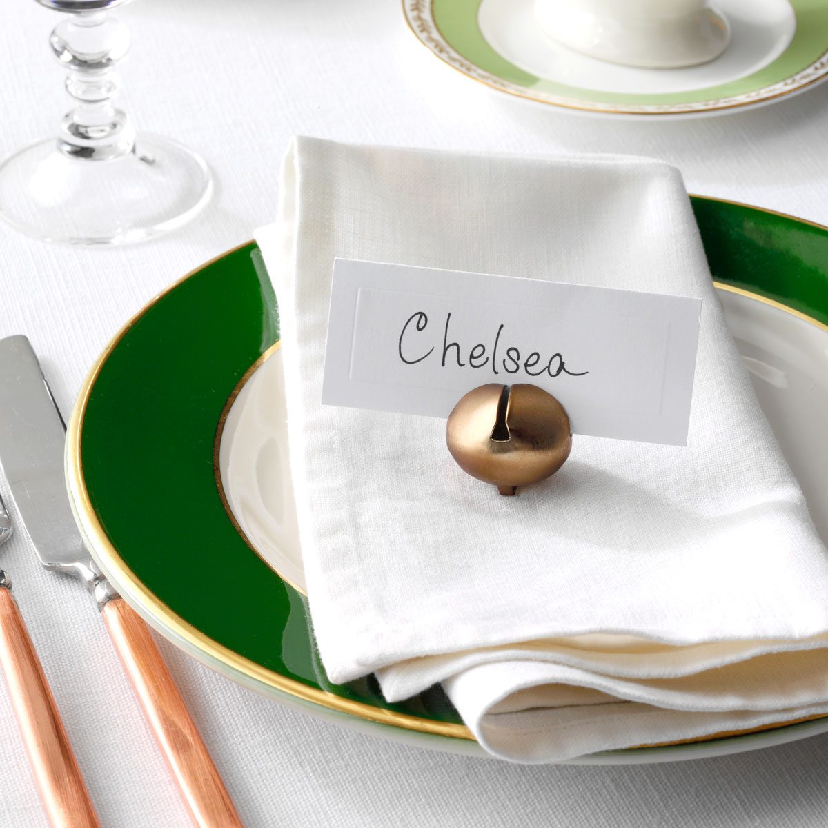 Name Card atop a place setting at a thanksgiving table