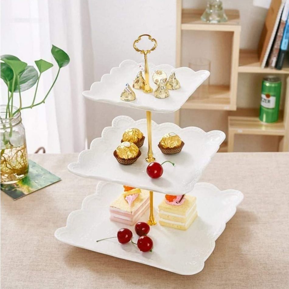 Three Tier Embossed Dessert Stand