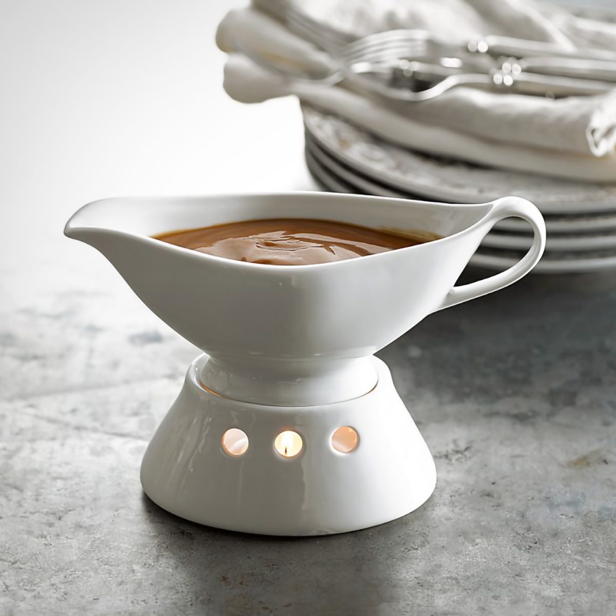 Pillivuyt Porcelain Gravy Boat With Warming Base