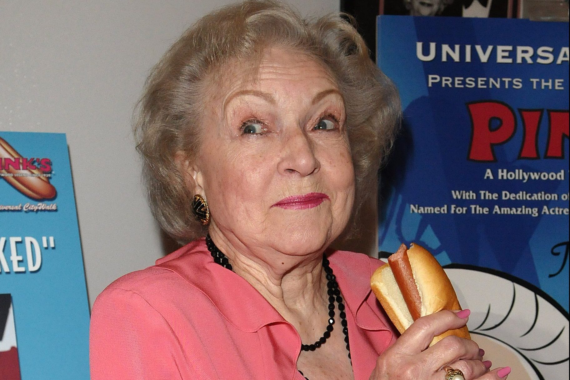 betty white eating a hot dog