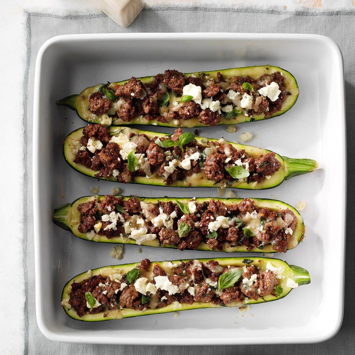 Air-Fryer Stuffed Zucchini