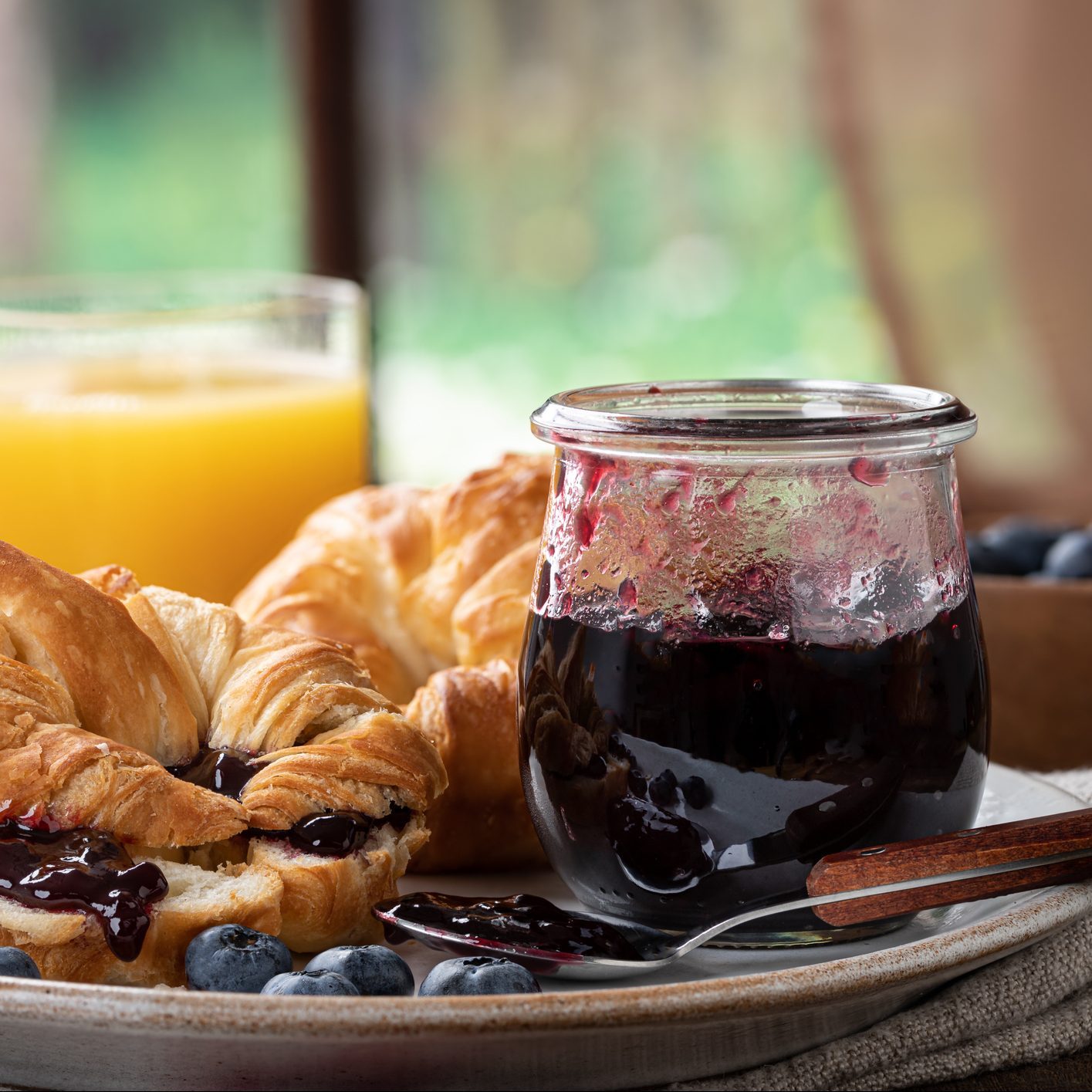 Croissants with blueberry jam