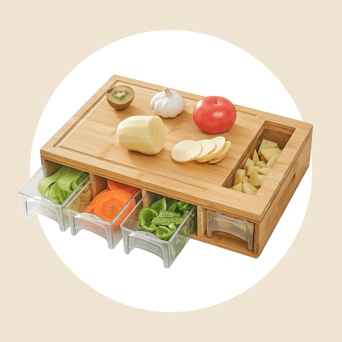 Novayeah Bamboo Cutting Board With 4 Containers Ecomm Via Amazon