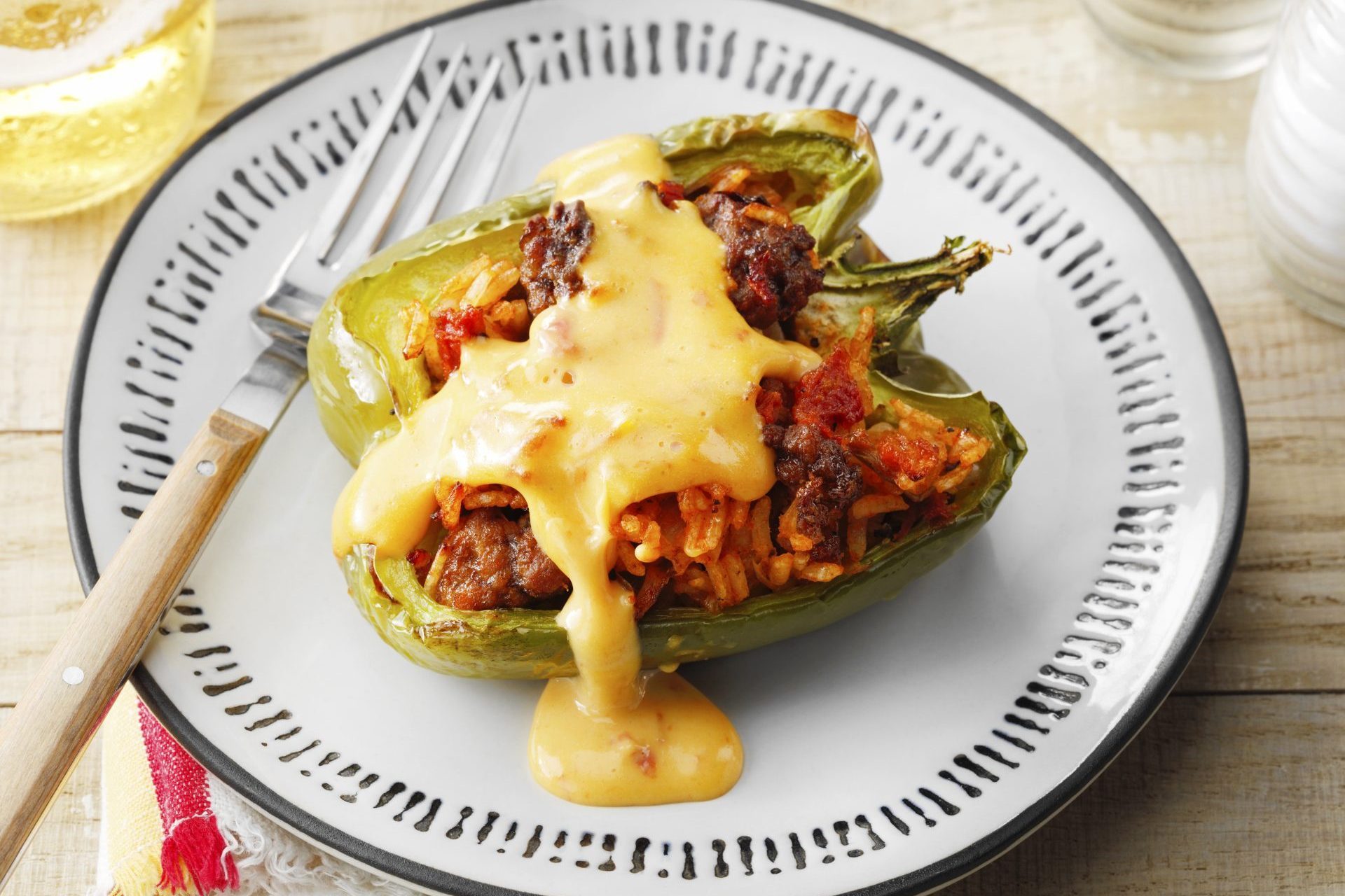 stuffed peppers with cheese sauce