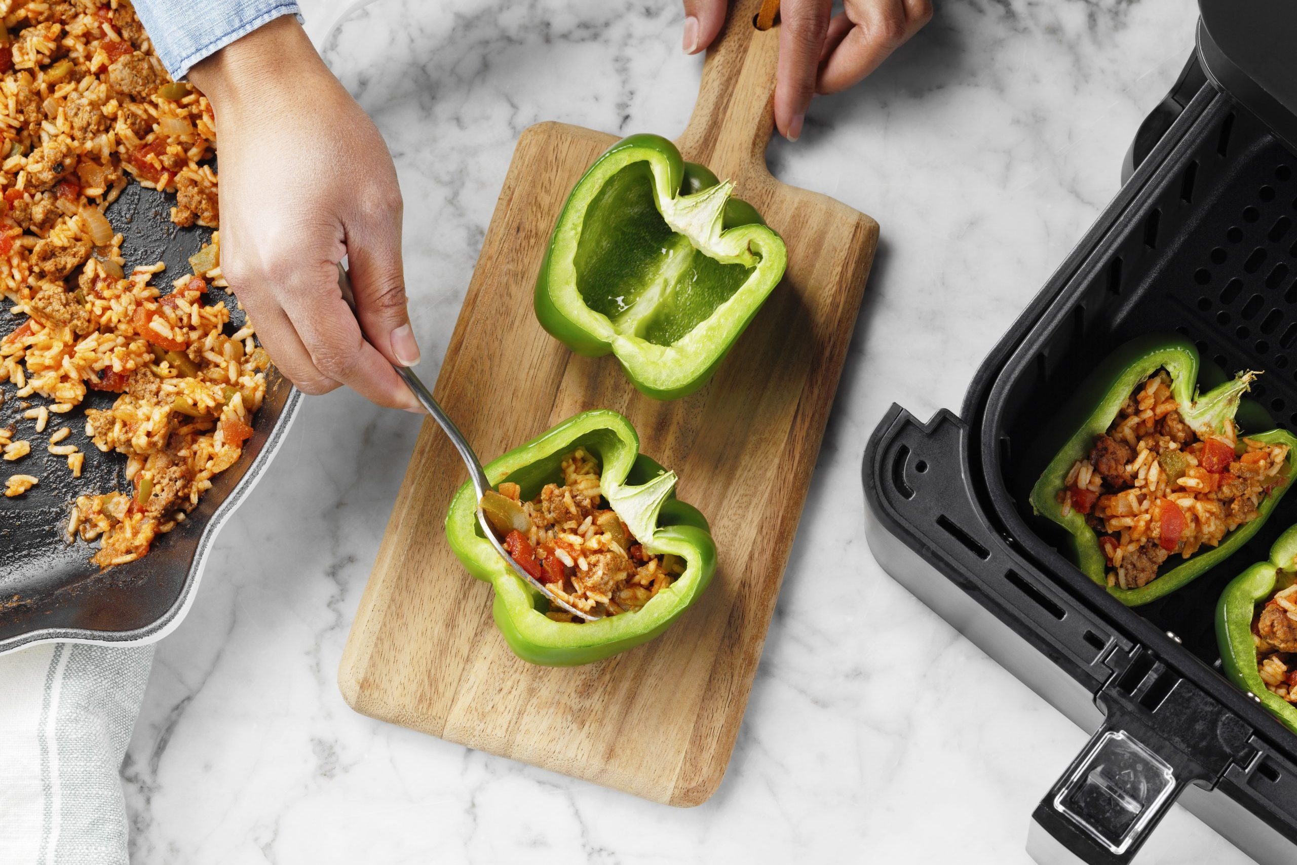 stuff the peppers with the meat mixture