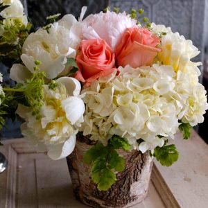 Birch Bark Covered Zinc Planter Vase 5in