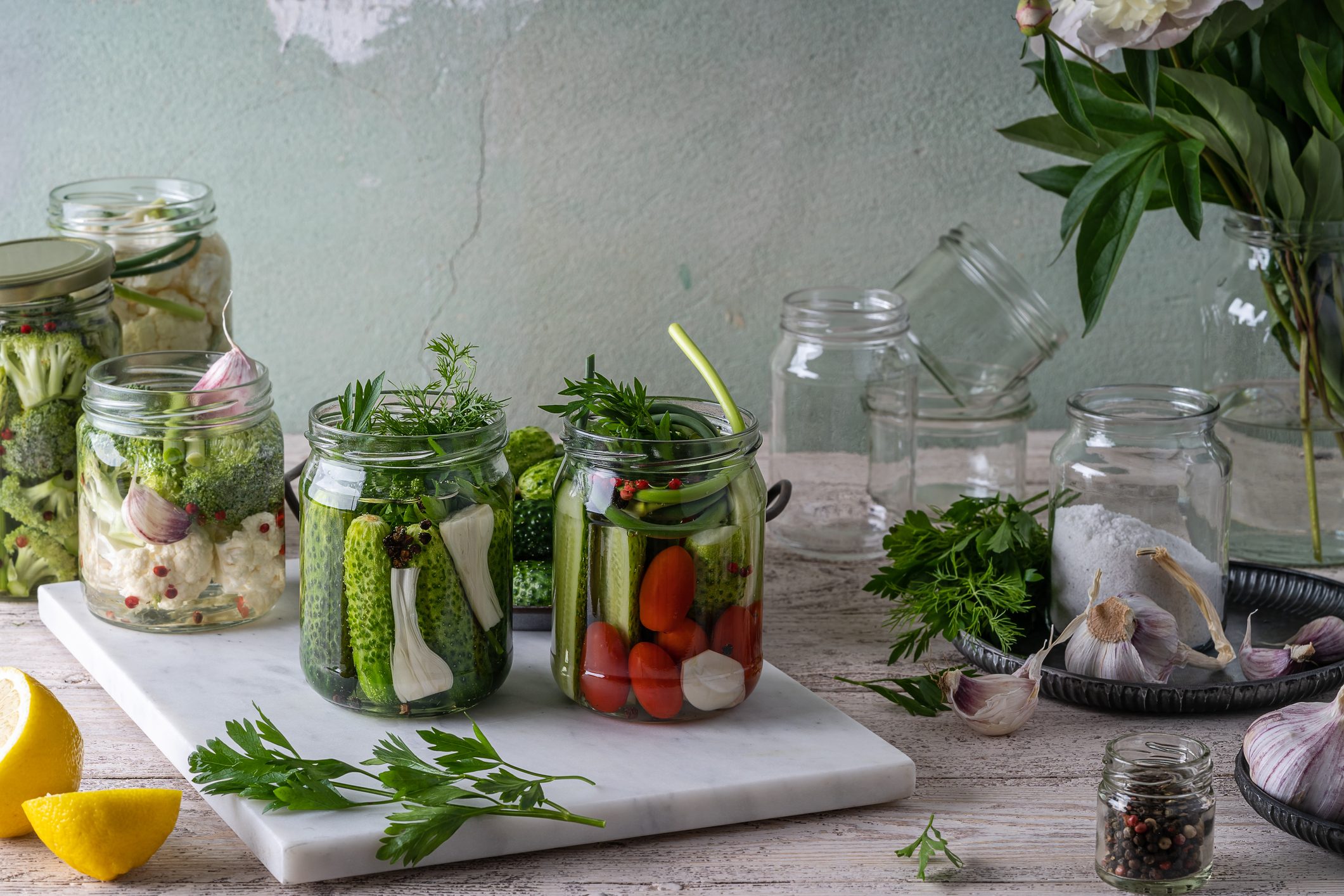 Canning pickle process with a variety of vegetables