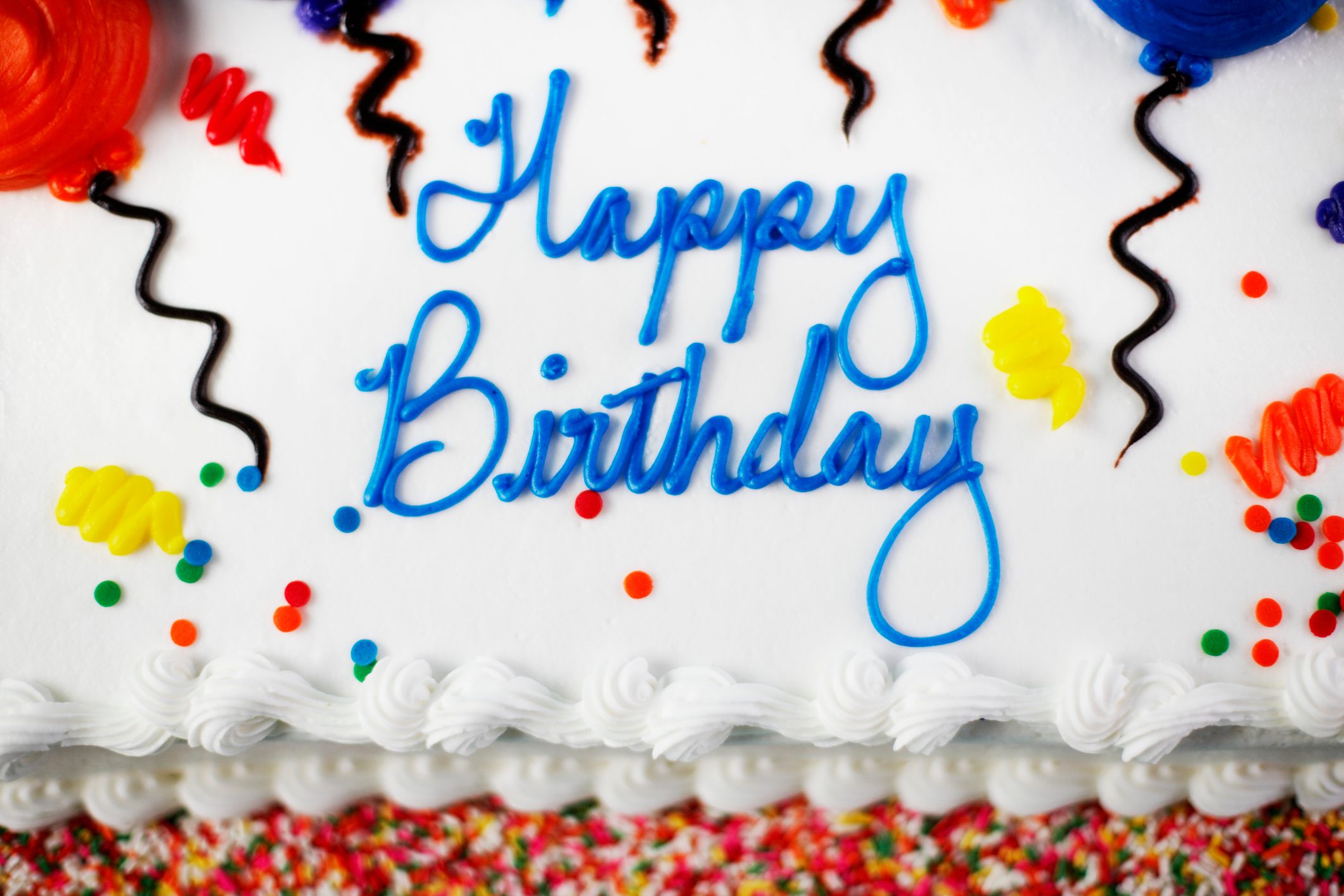 decorated Birthday Cake top with balloons and 