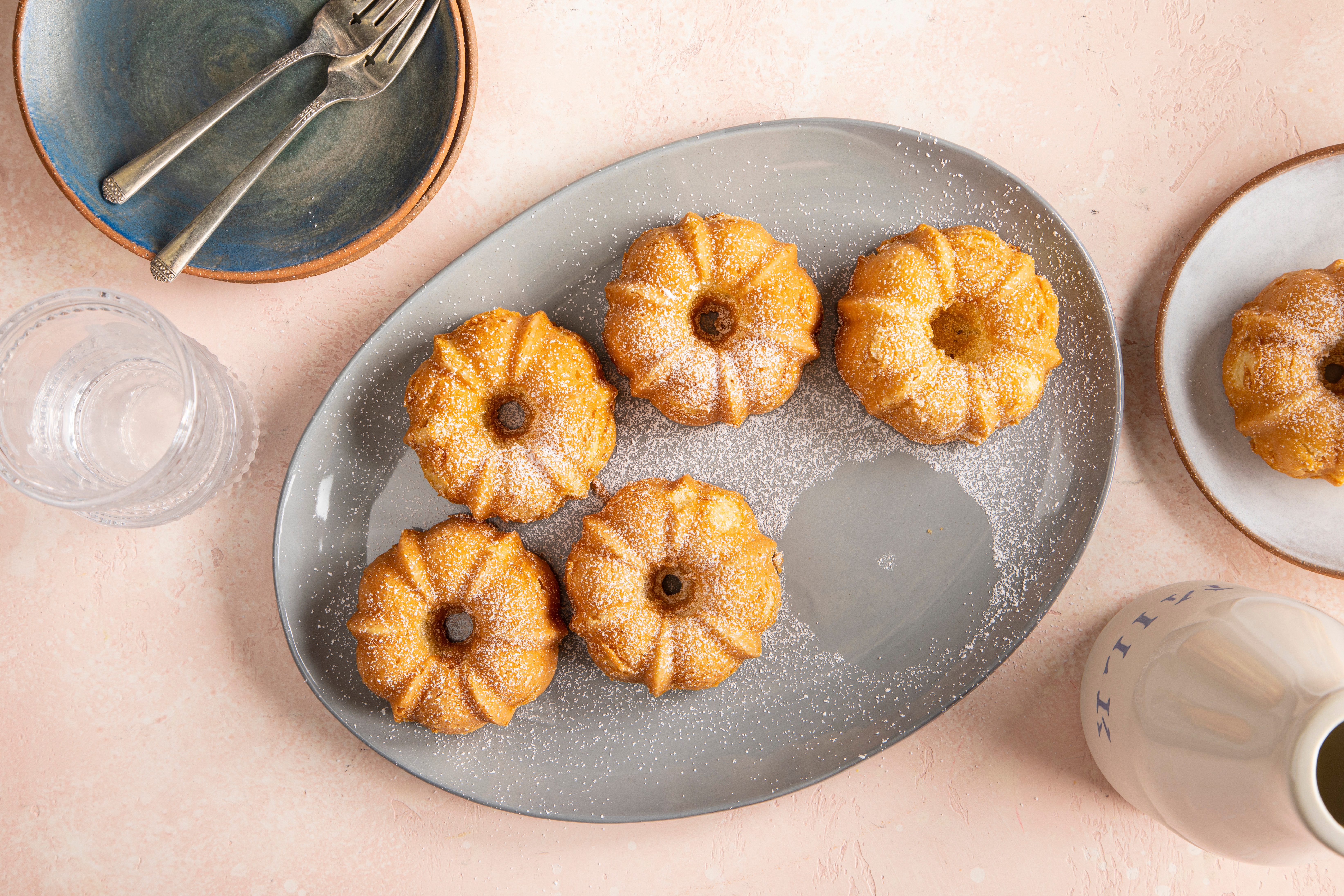 sugar dusted mini bundt cakes