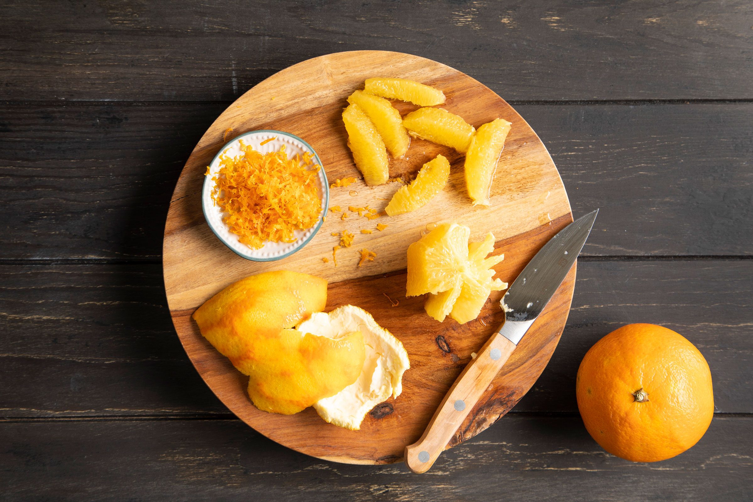 Cranberry Relish oranges being prepped
