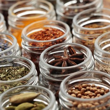 Jars with spices