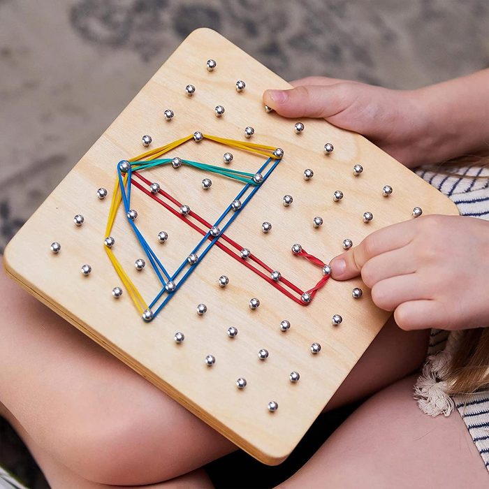 For Small, Busy Hands Wooden Geoboard