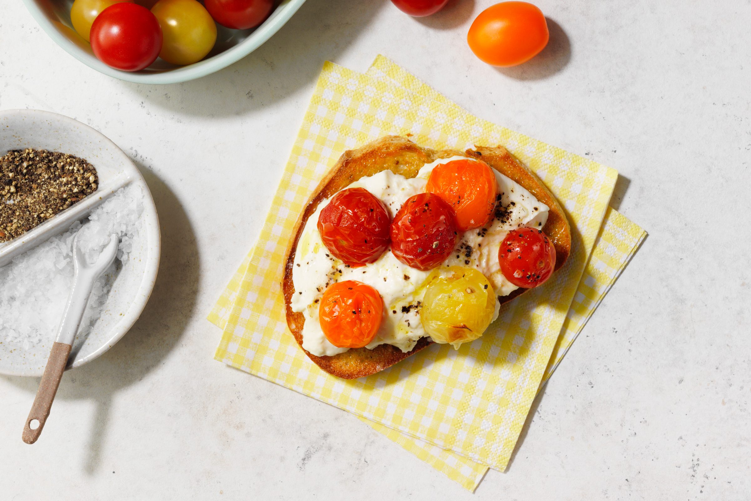 Roasted Cherry Tomato burrata toast