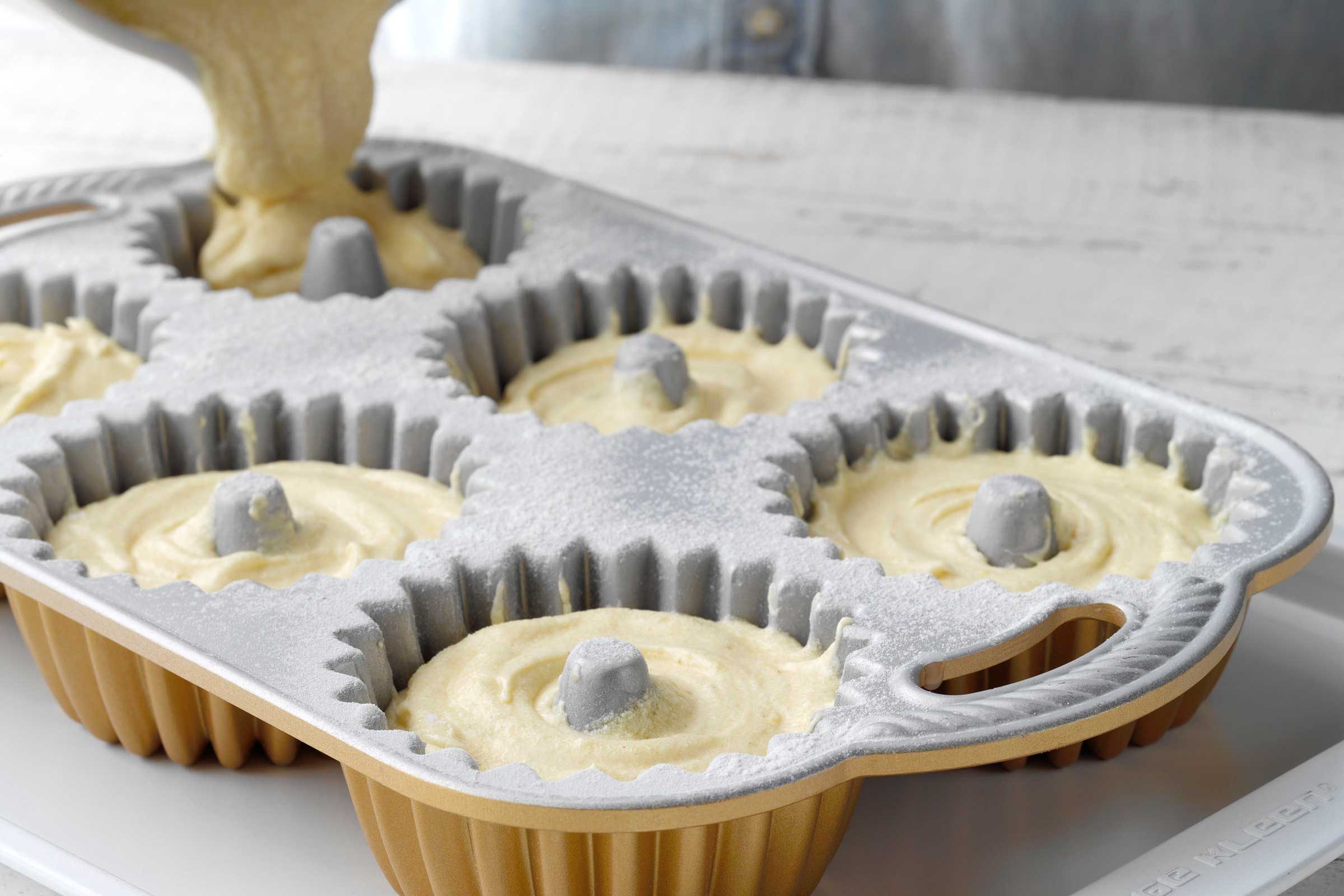 Little Lemon Pound Cakes Showing filled pans.