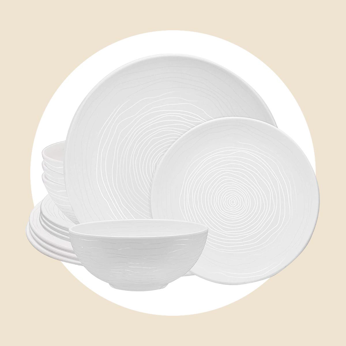 White Melamine Outdoor Dinnerware Set