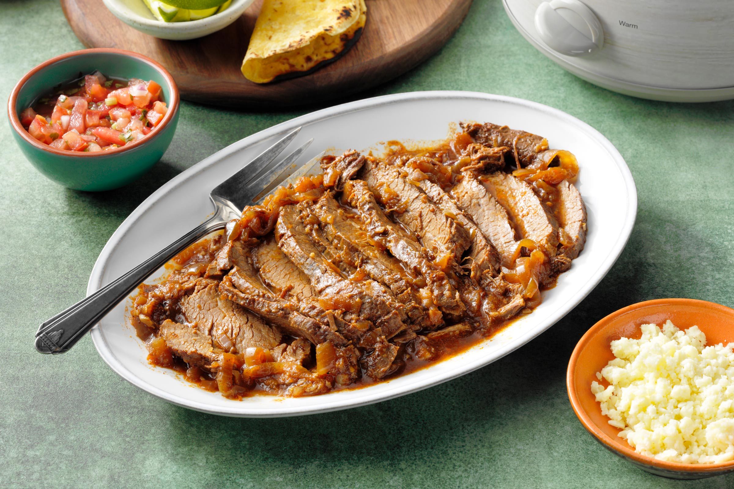 Slow-Cooker Carne Asada on a serving plate