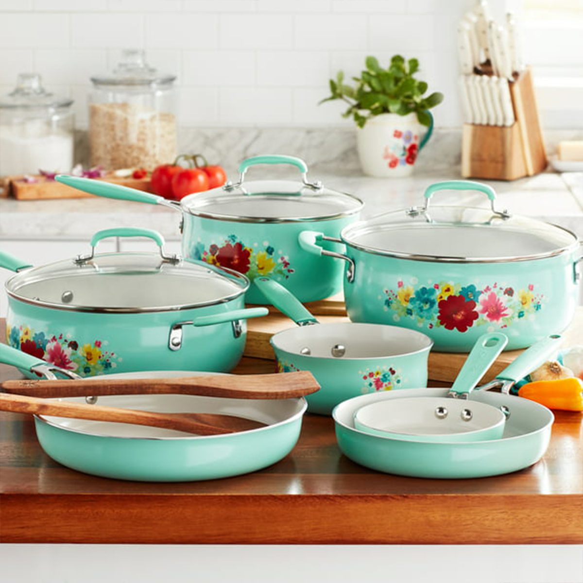The Pioneer Woman Cookware Breezy Blossom 12 Piece Set