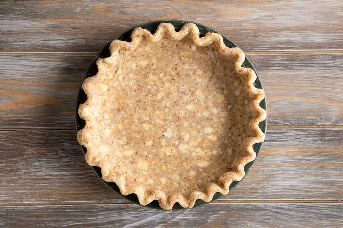 Fluted pan with pie flattened