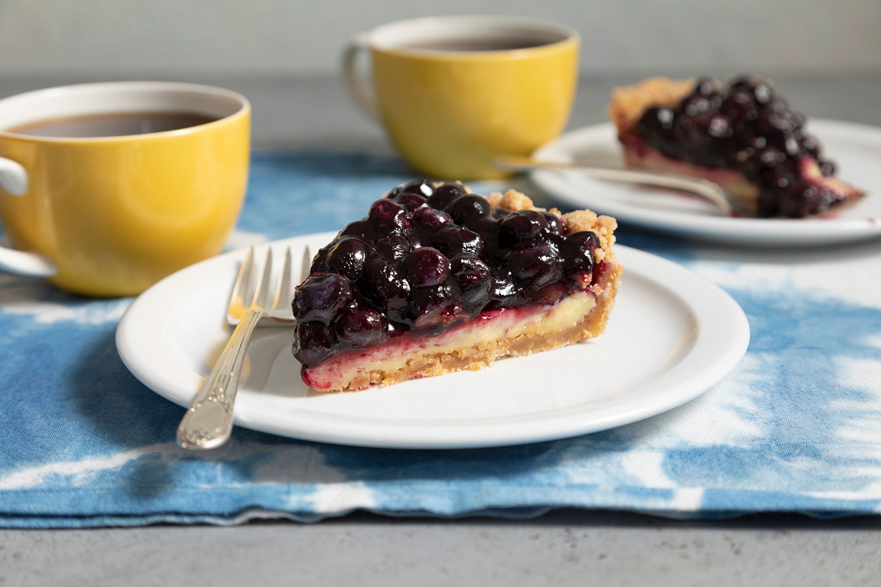 Blueberry Cream Pie served on plate