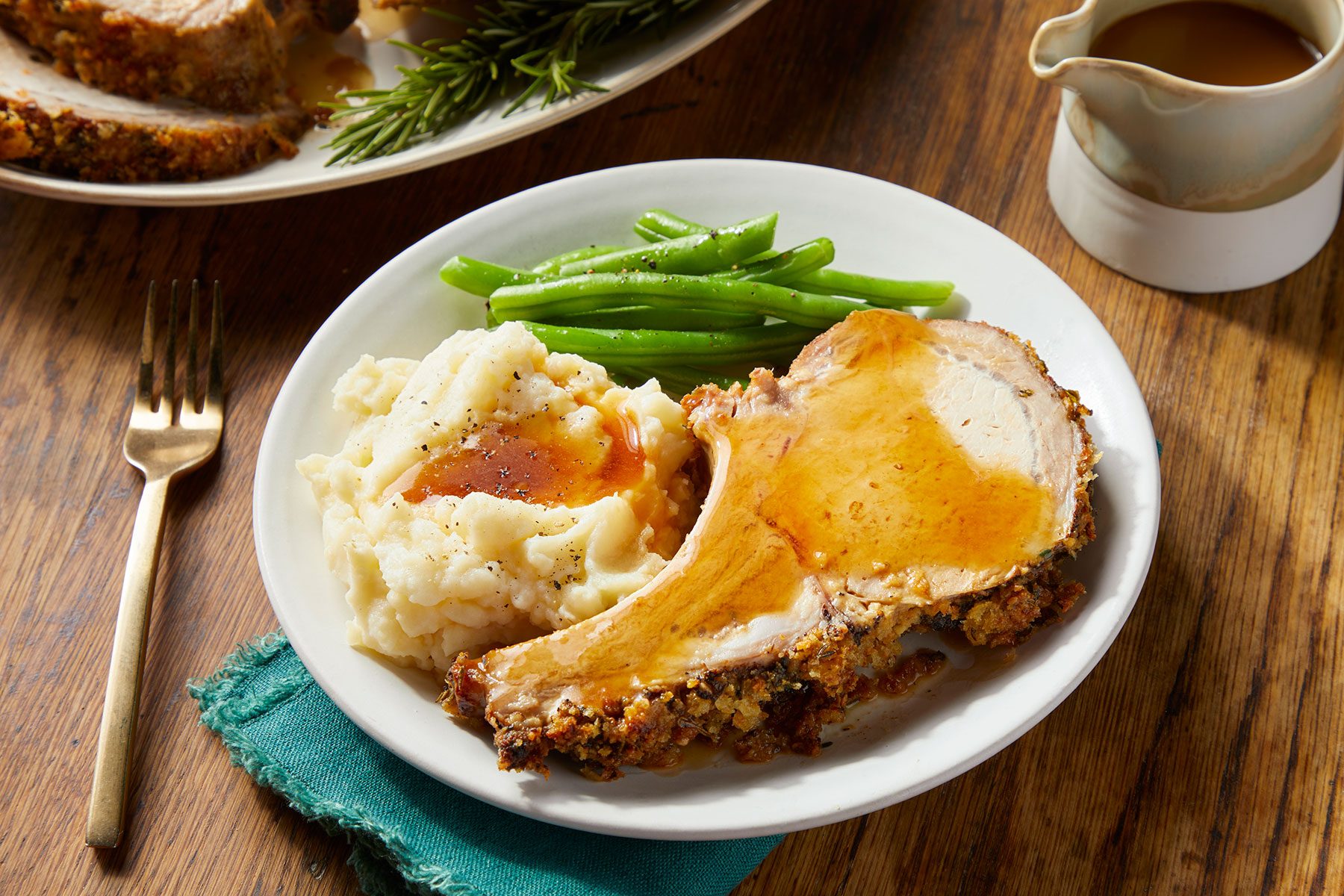 Herb Crusted Pork Loin served mashed potato
