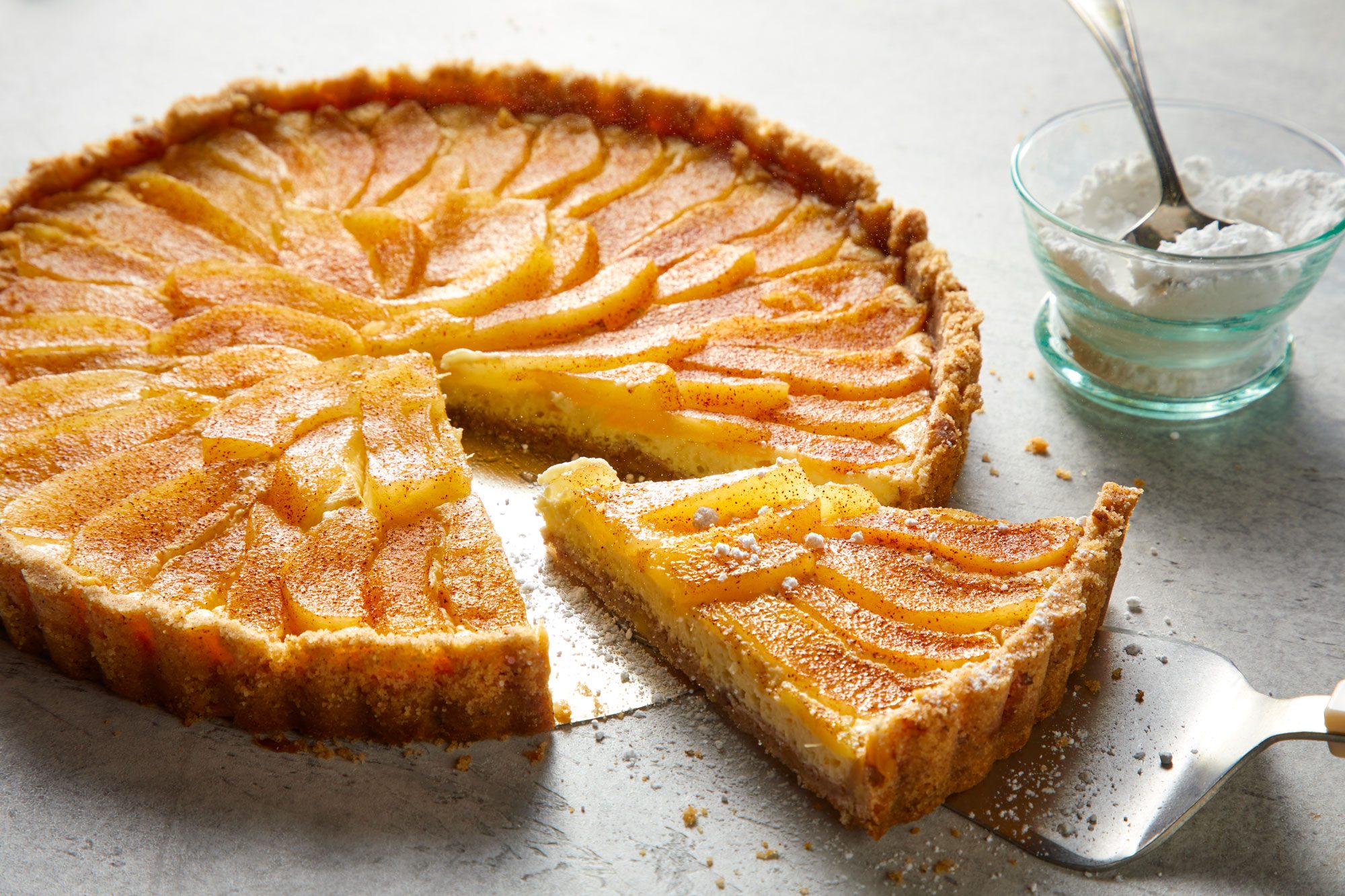 Pear Tart sliced and ready to eat