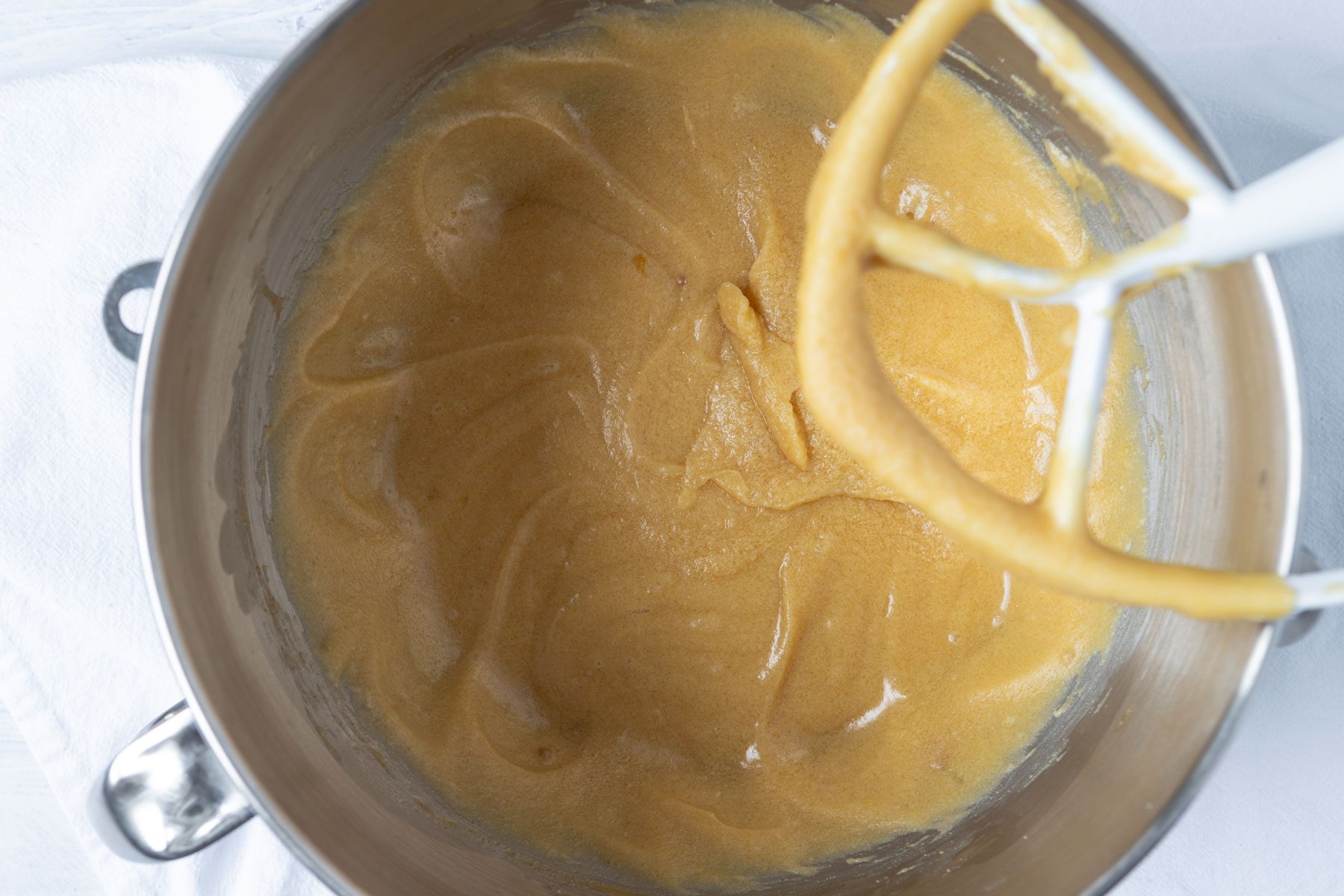 brown sugars with the melted butter mixed in a large bowl