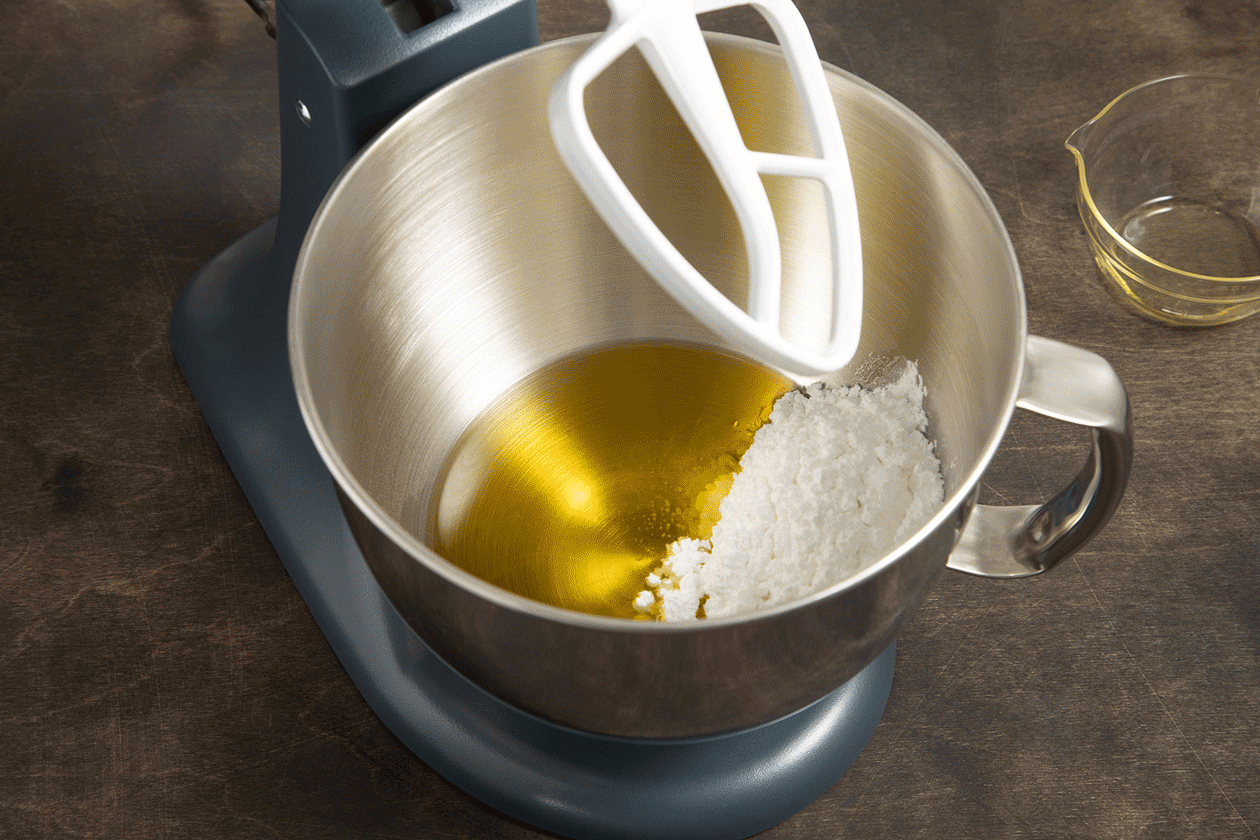 Mixing the wet ingredients in whisking bowl