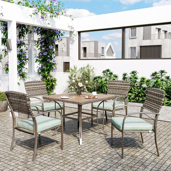 Pamapic 5 Piece Rattan Patio Dining Set