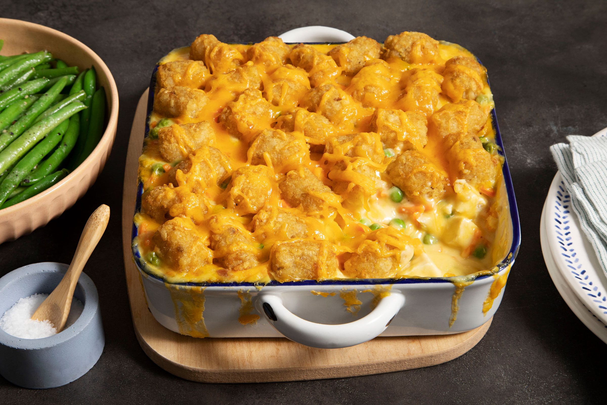 Chicken Tater Bake in a baking dish