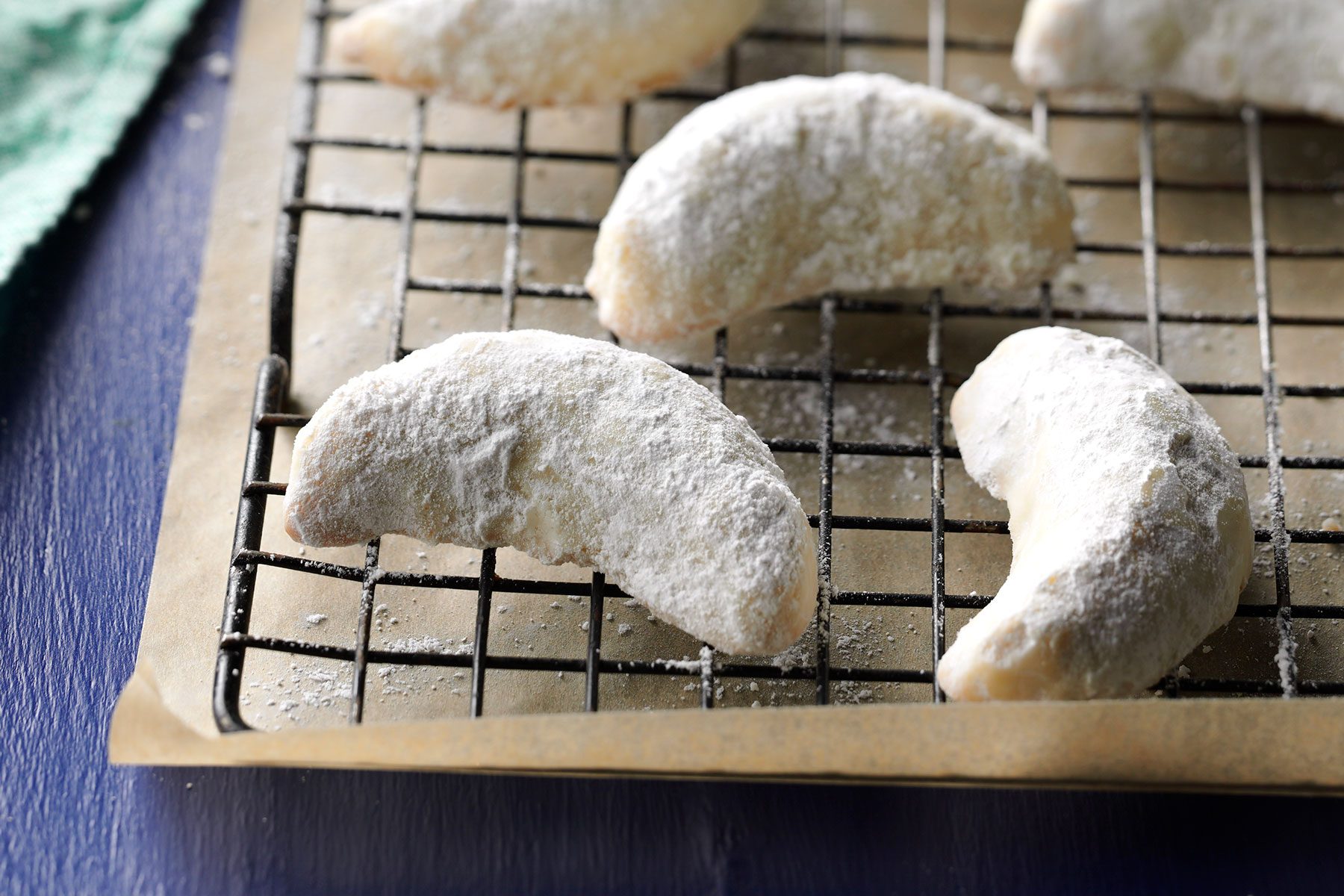 Cookies resting on wire rack