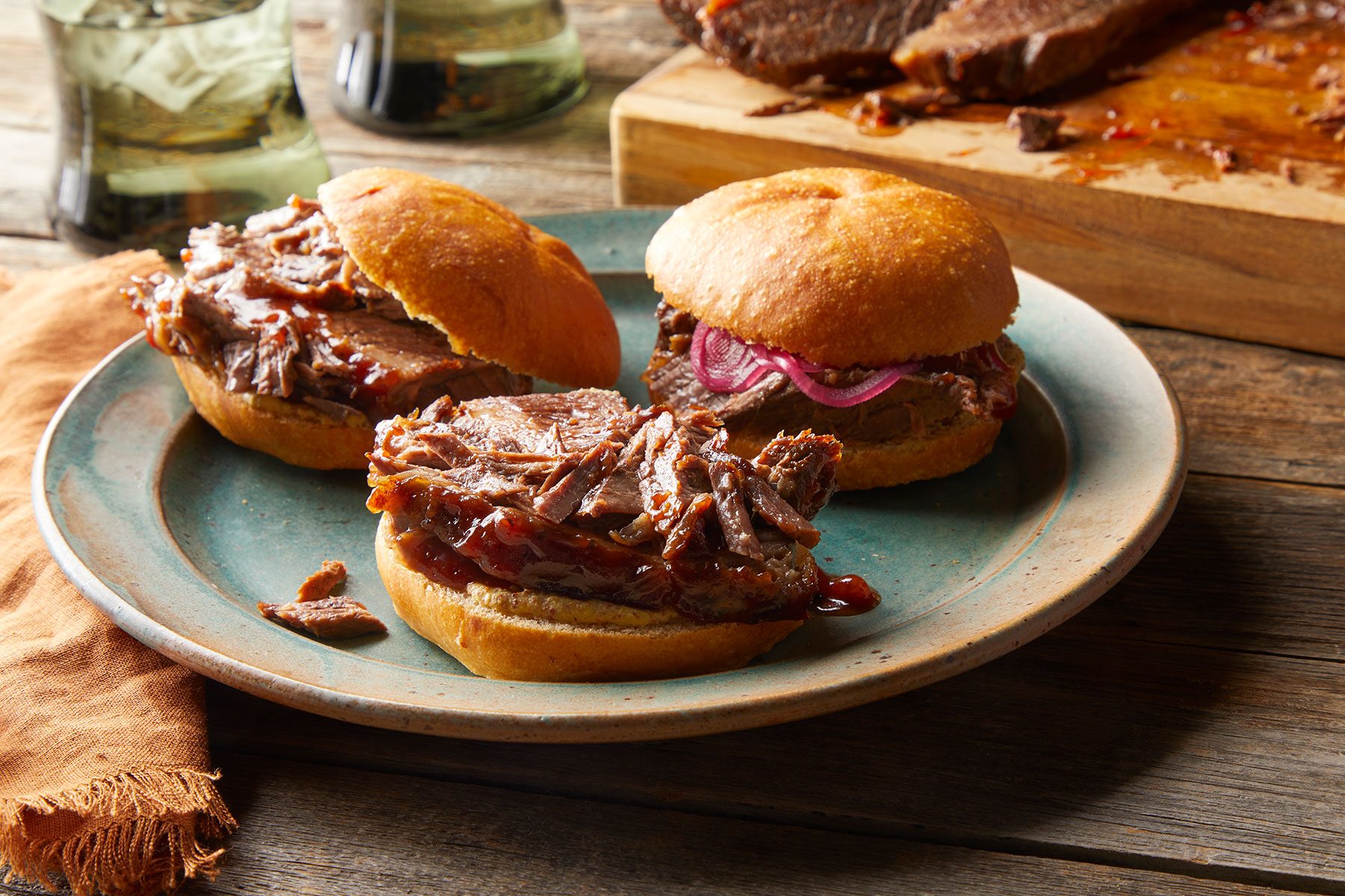Oven Brisket Burger served on plate 