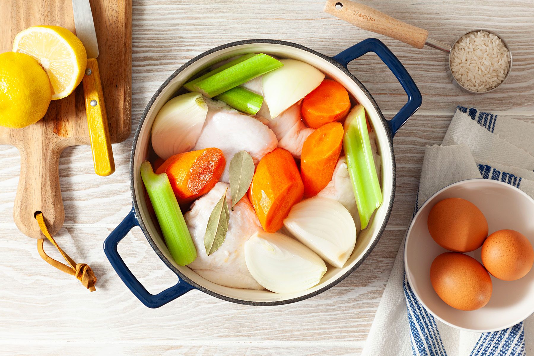 Prepare the chicken broth avgolemono soup recipe