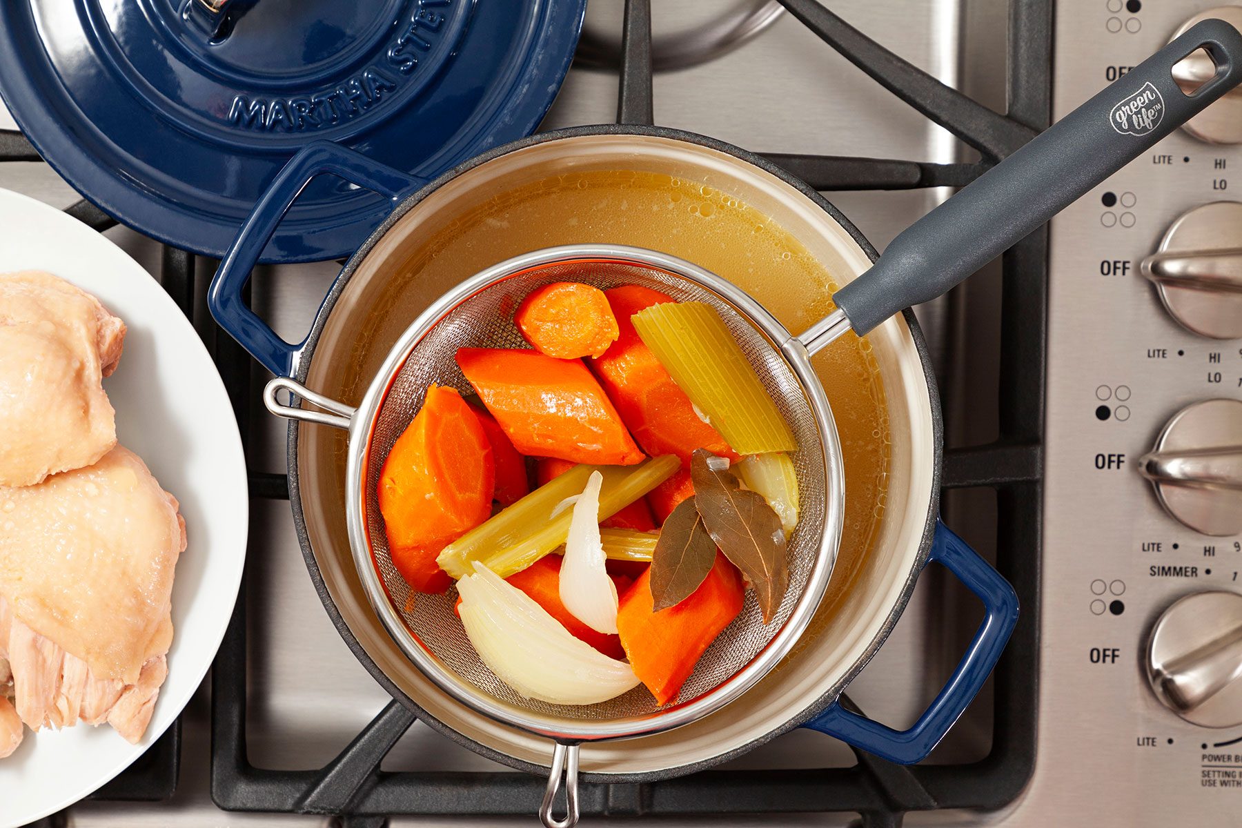 Vegetables in strainer