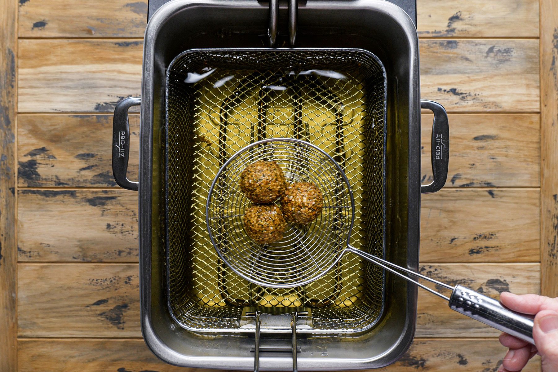 Fry Falafel Balls in electric fryer