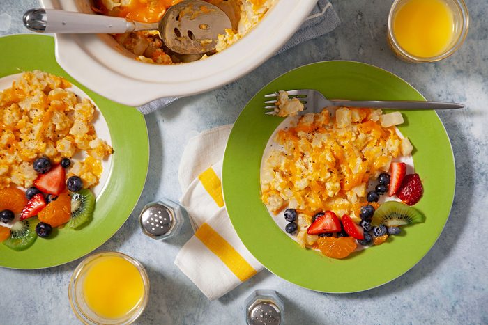 Comforting Cheesy Potatoes served on plate
