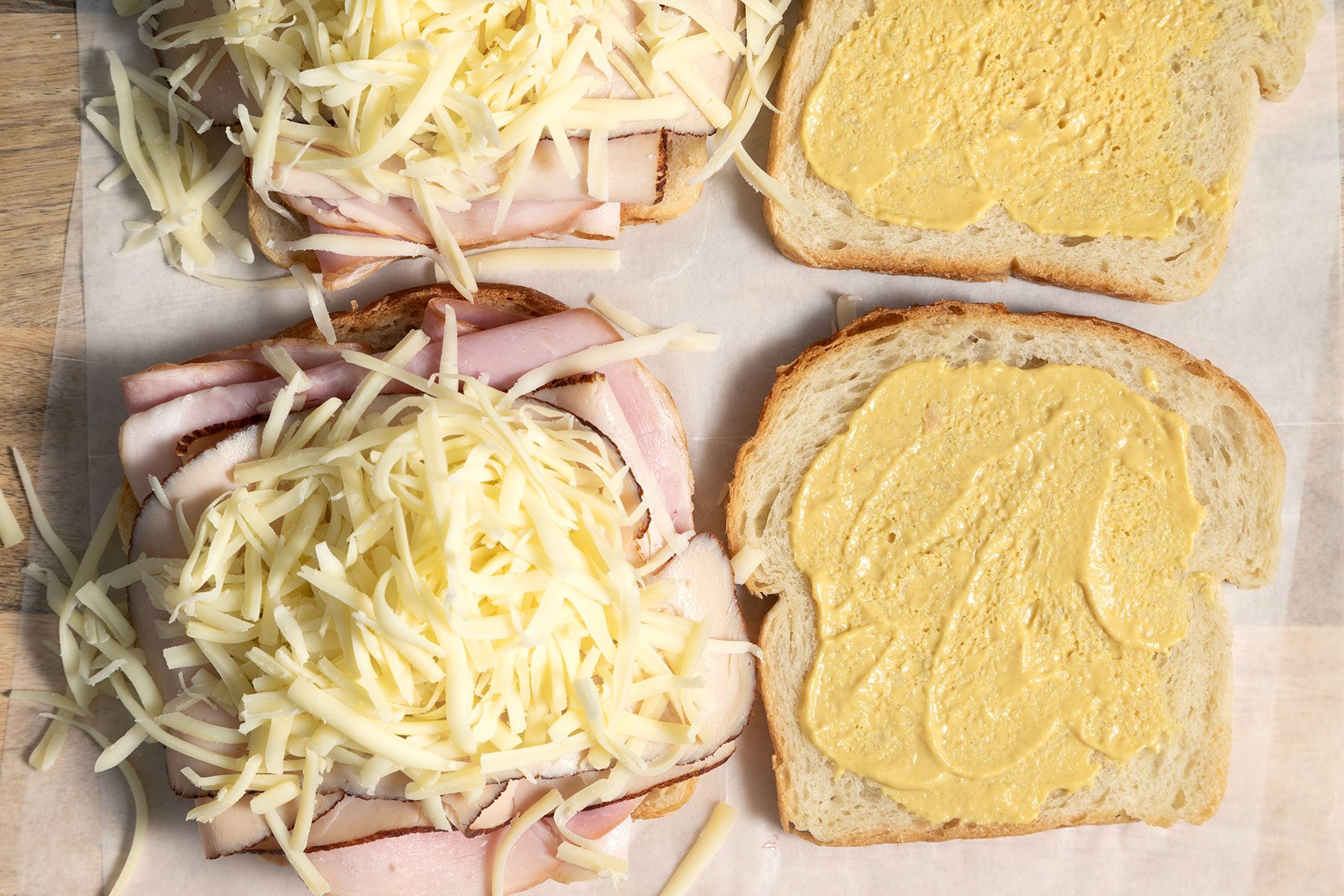 Shredded Cheese topped on meat