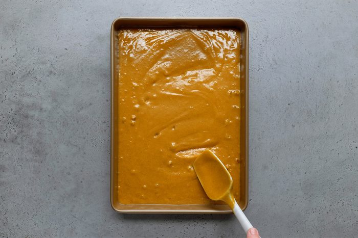 Batter transfer in to a greased baking pan