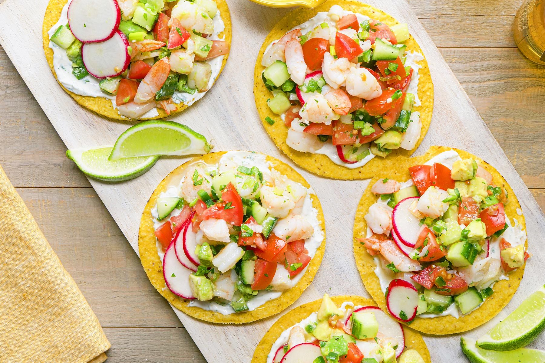 Shrimp Tostadas served