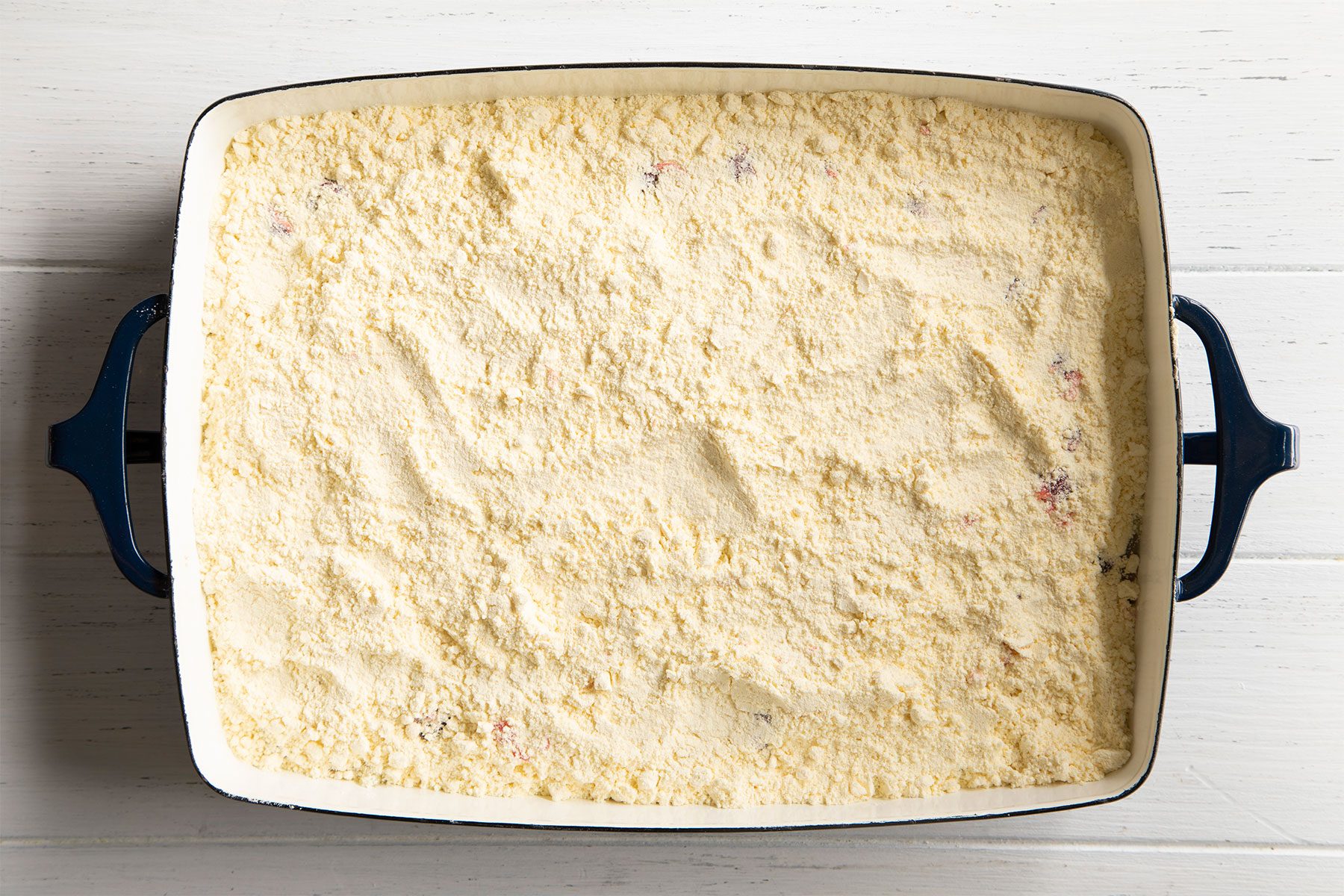 add cake mix to the top of dump cake layers
